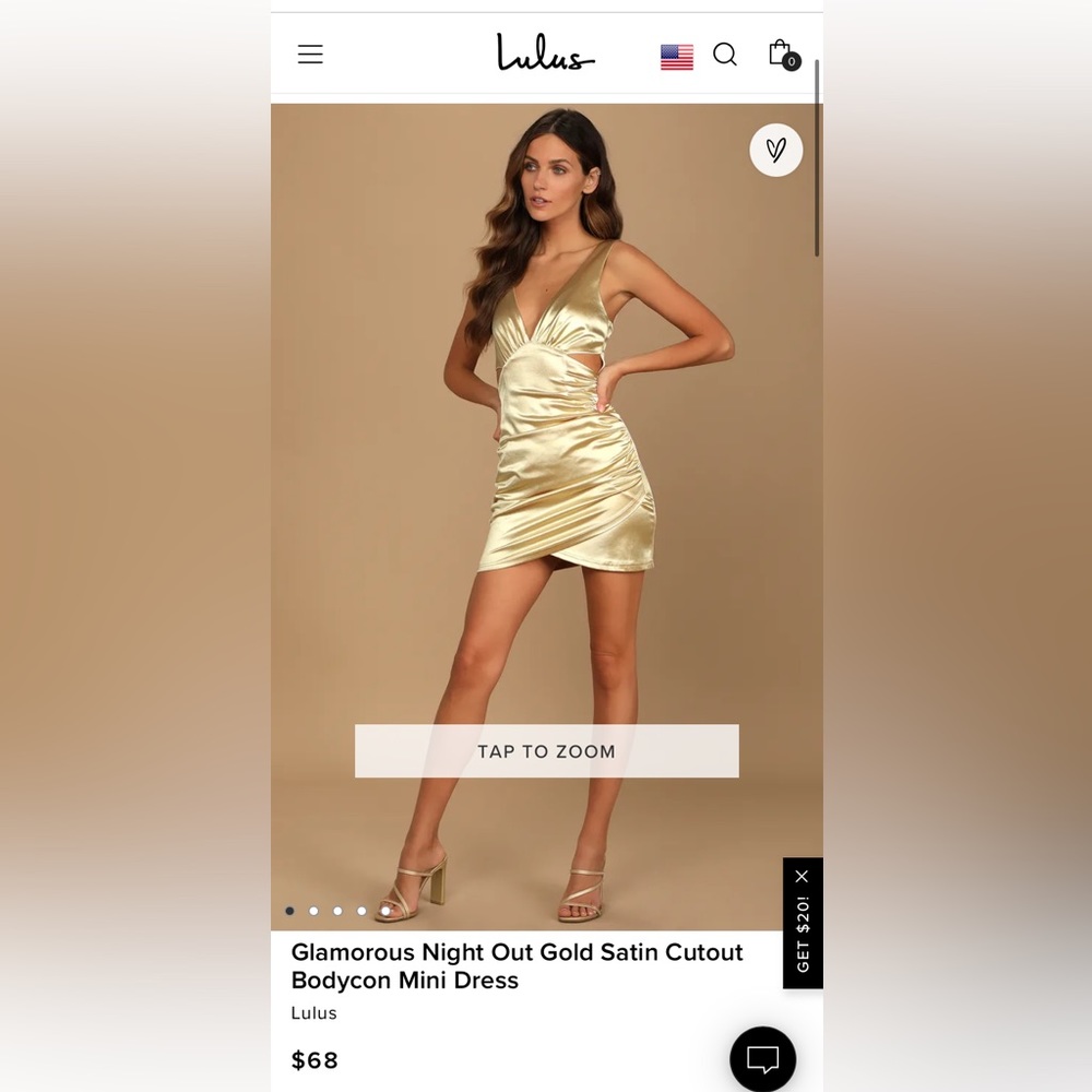 Lulus gold bodycon dress- size SMALL